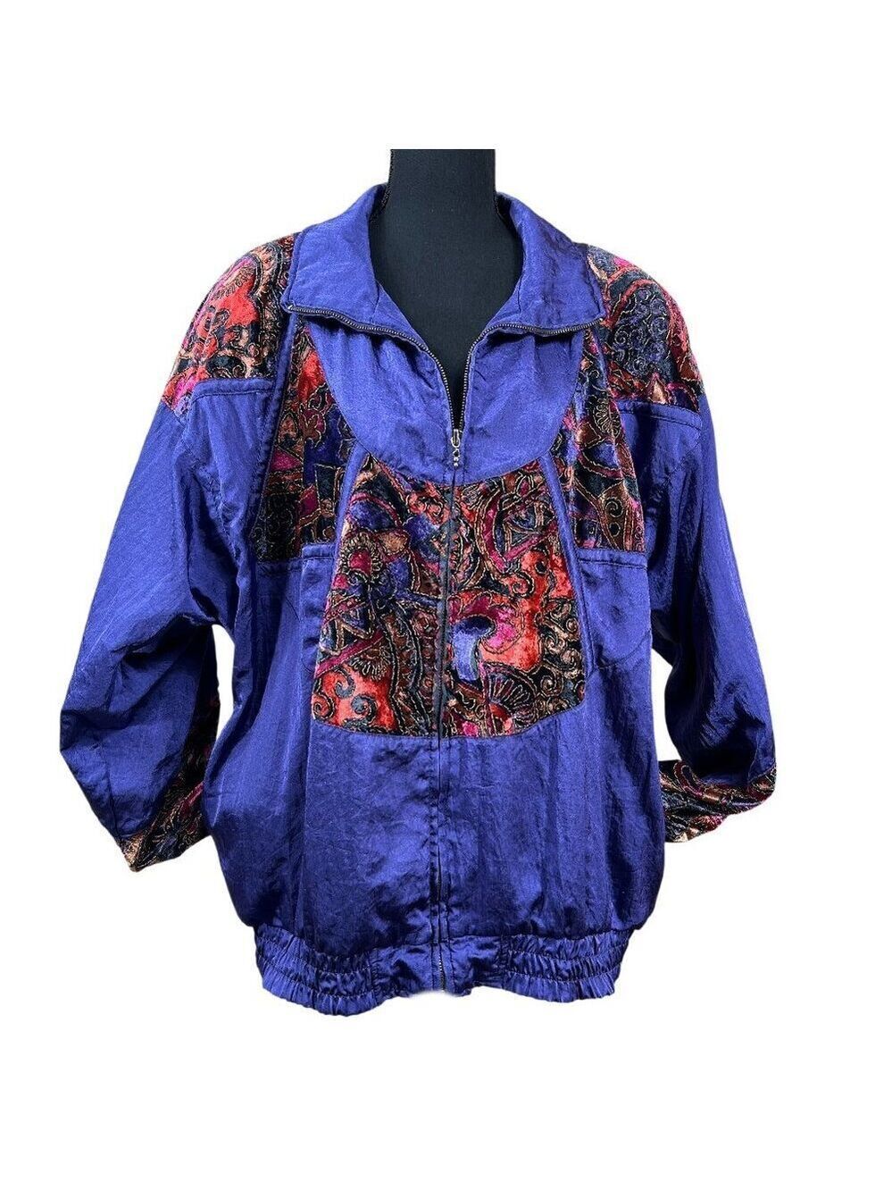 Lavon Vintage 80's Purple Nylon Full Zip Windbreaker Track Jacket Size L